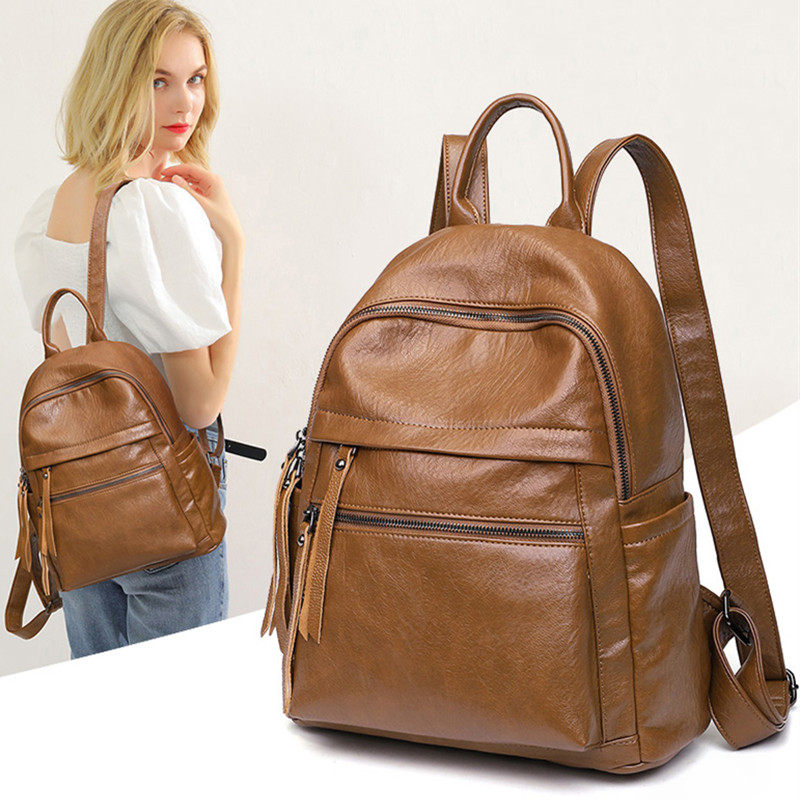 头层牛皮双肩包女包休闲背包欧美时尚学生书包2026新款真皮旅行包