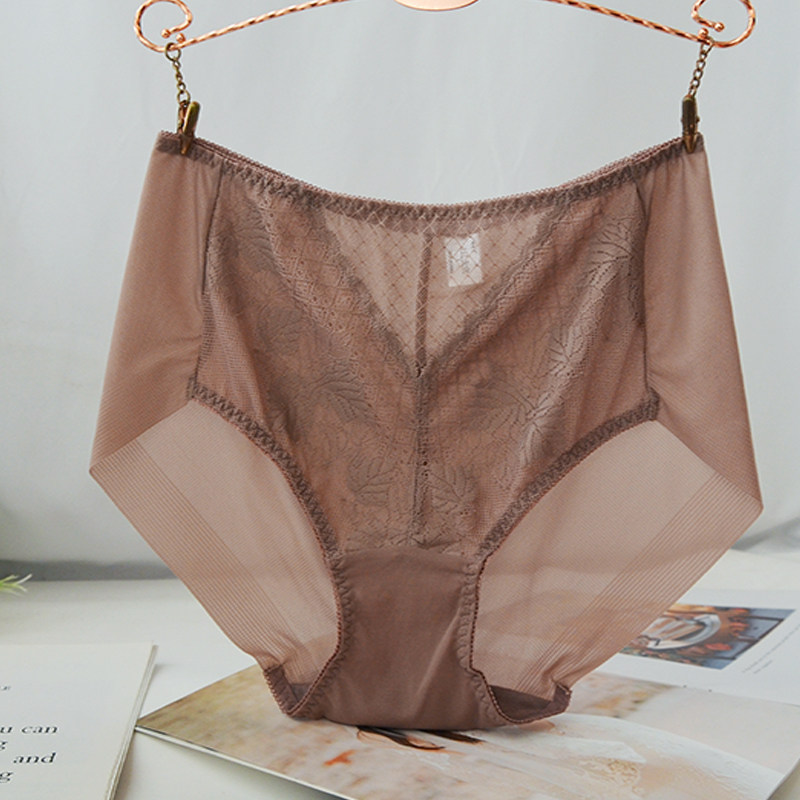 女士内裤纯色透明全露 高腰 夏季 薄款无痕 大码 透气 性感