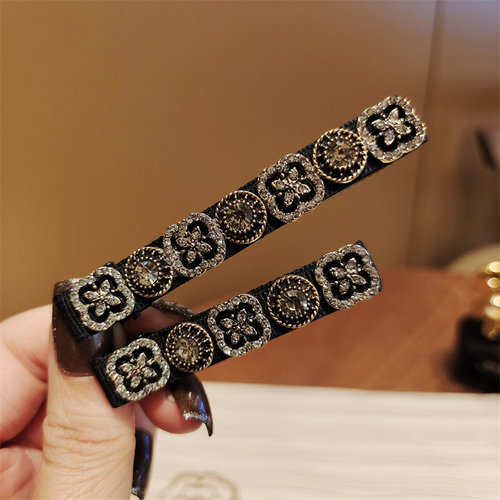 复古水钻流海碎发夹边夹