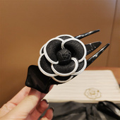 精致 立体山茶花caro同款 手作抓夹气质复古时髦抓夹珍珠鲨鱼夹子