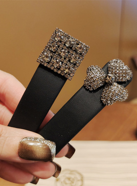 磨砂质感bb夹黑色轻奢复古水晶边夹流海发夹子韩国手工点钻发饰品