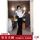 腿精裤 春冬加厚珊瑚绒高腰修身 显瘦加绒喇叭裤 Sun雅乔 长裤 女