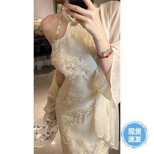国风旗袍连衣裙防晒开衫 雅乔 雪纺刺绣新中式 人淡如菊 春夏新款