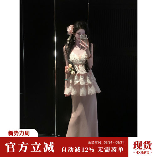 Sun雅乔【花雾缭绕】夏日减龄花朵重工多层蕾丝蛋糕裙连衣裙