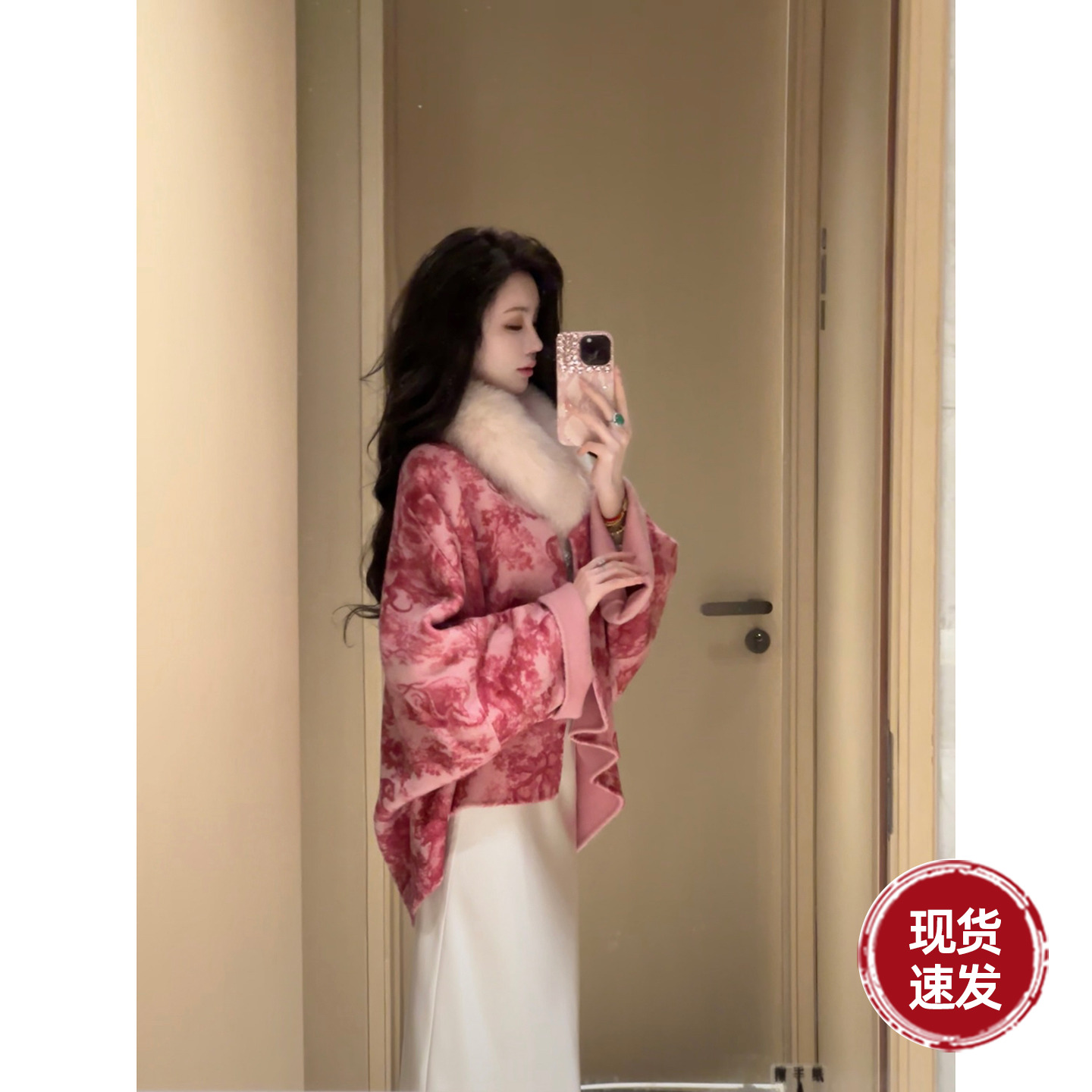 Sun雅乔【闲庭信步】冬季新款长袖双面穿桑蚕丝牦牛绒绵羊毛大衣