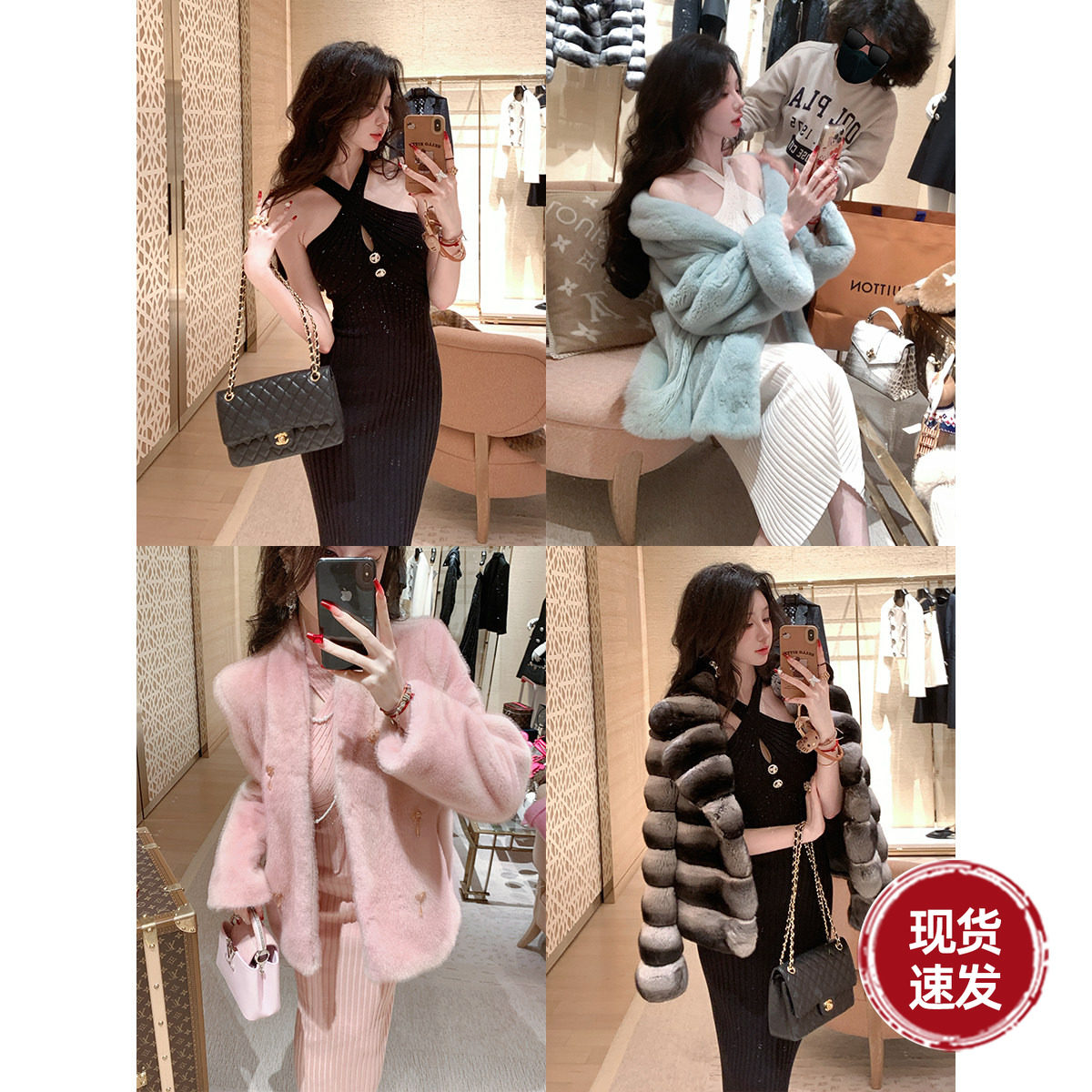 雅乔【永夜星河】秋冬新款毛衣裙礼服网红名媛V领包臀针织连衣裙图片