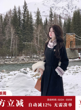 Sun雅乔【一眼万年】超保暖羊羔毛兔绒大衣女秋冬长款毛绒绒外套