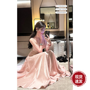 闪光重磅缎粉色公主裙千金连衣长裙 王炸款 Sun雅乔 倾国倾城