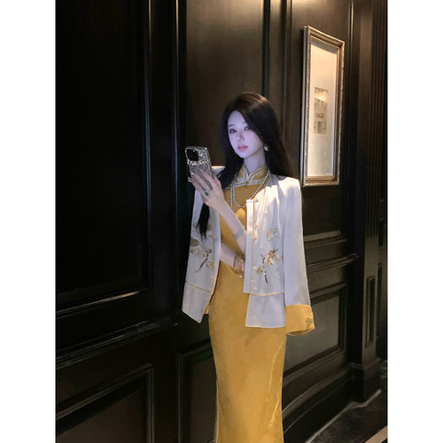 Sun雅乔【盛世太平】早春重工珠管绣新中式国风醋酸长袖外套女