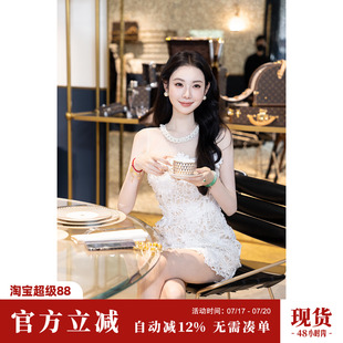 Sun雅乔【偏偏宠爱】双版本长短款轻奢重工水溶蕾丝立体花连衣裙