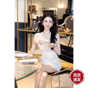 Sun雅乔【偏偏宠爱】双版本长短款轻奢重工水溶蕾丝立体花连衣裙