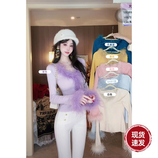 长袖 Sun雅乔 打底衫 春冬新款 复古甜辣感V领针织上衣女 灵气女孩