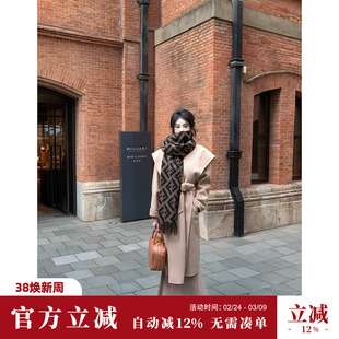 Sun雅乔【矜贵腔调】冬装新款韩系大翻领驼色毛呢外套中长款大衣