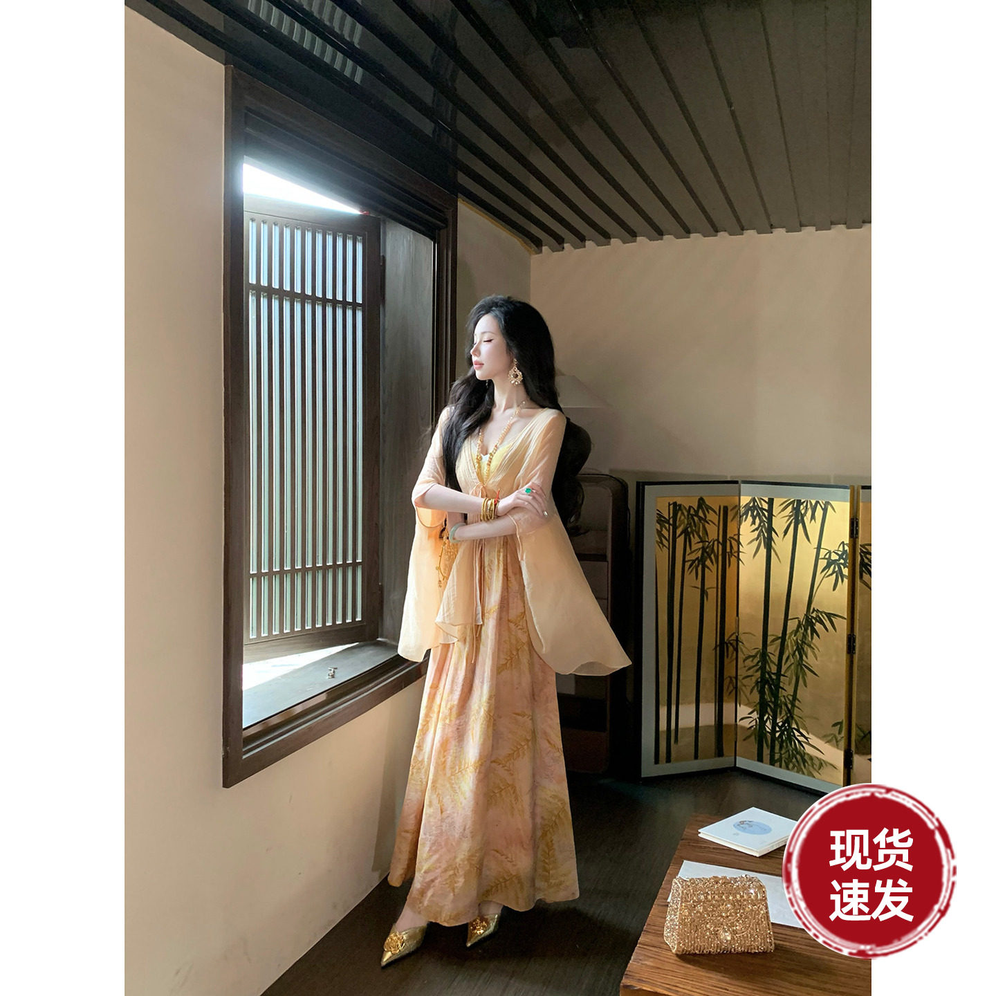 Sun雅乔【沉香凝露外披】开衫披肩女宽松蝙蝠袖