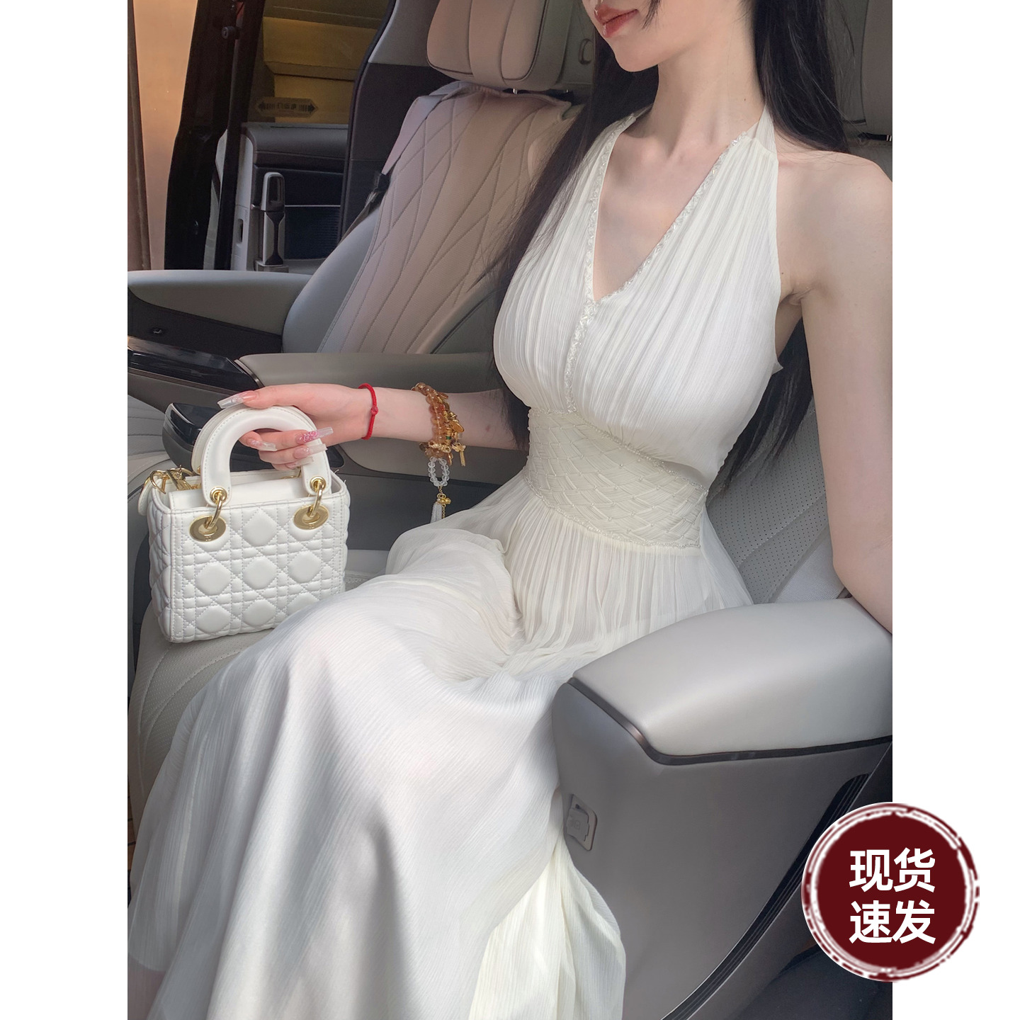 雅乔【初恋 】双版本/夏季白月光真丝挂脖连衣裙白色气质女神长裙