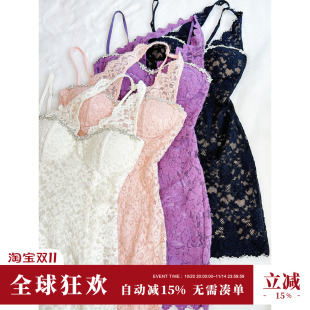 Sun雅乔 网红风纯欲连衣裙不对称设计粉色蕾丝吊带裙 天生丽质