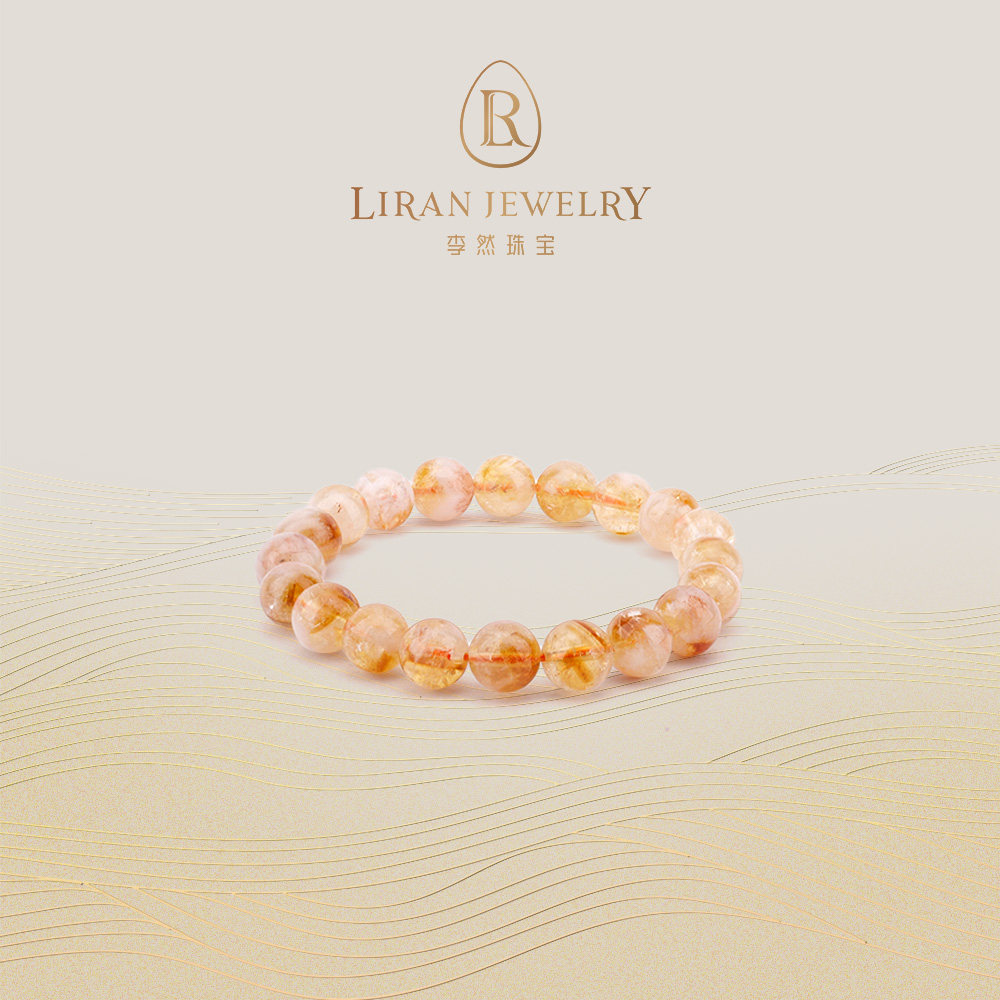 李然珠宝 |10mm天然水晶黄幽灵圆珠单圈素圈手串简约大方男女同款