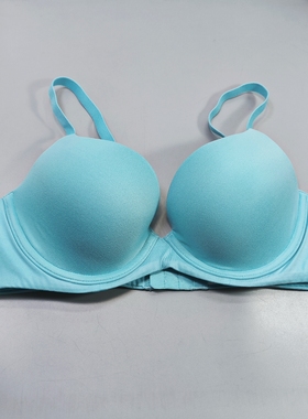 70C75BC80C清爽粉蓝色磨毛面料光面薄绵钢圈文胸