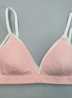 浅浮灰特25元75AB80A样单无钢圈护乳腺粉色莱卡棉有可拆胸垫文胸