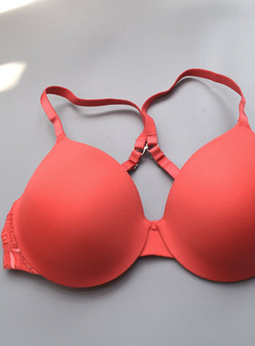 75BC80BCD85CD德老牌橘红滑料素板光面薄绵钢圈文胸