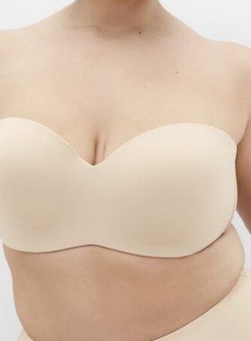 citychic supersize露肩无肩带防滑光面下厚上薄托胸半杯钢圈文胸