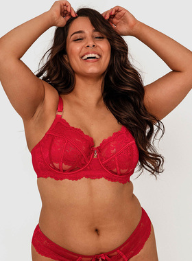 90C95C澳奢BNT红色蕾丝华丽小亮钻环扣性感超薄钢圈文胸