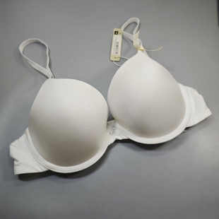 瑕特包邮75B西班牙lounger白色光面聚拢显胸大下厚上薄杯钢圈文胸