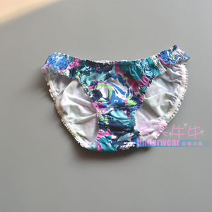 美单潮牌a*e*r* 美丽蔚蓝花卉柔软莱卡棉 性感三角内裤 S/小M