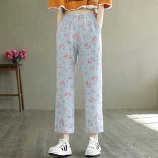 断码特 女中大童纯棉薄款家居裤 宽松直筒透气强捻汗布睡裤 微瑕