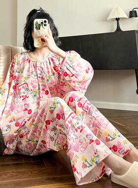 月子服日系睡衣女纯棉春秋家居服