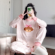 条纹小熊睡衣女纯棉春秋新款 可爱宽松韩系可外穿休闲家居服秋冬