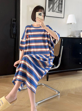 宽松大版纯棉睡裙女夏韩系简约风