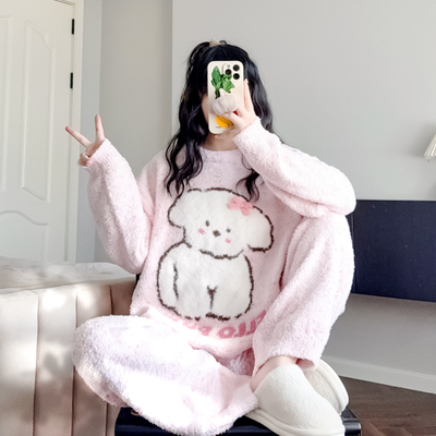 日系卡通加绒加厚睡衣保暖家居服
