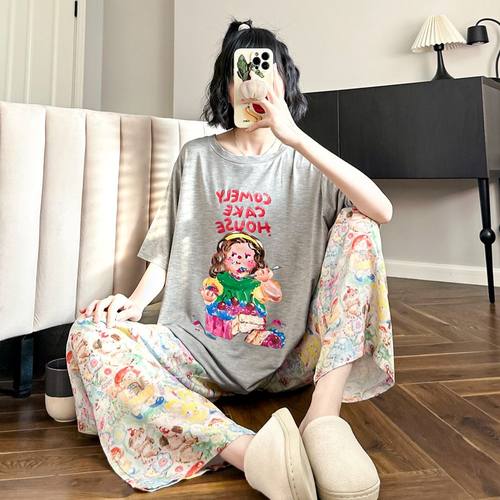 薄款~睡衣女莫代尔冰丝可爱日系