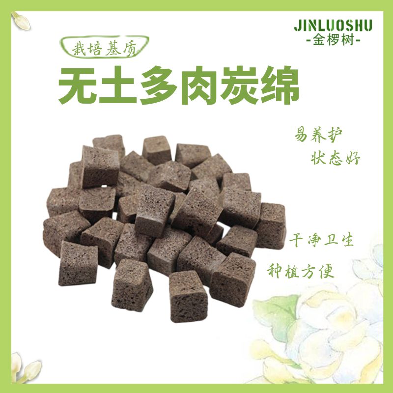 生物炭绵无土多肉栽培基质海绵控养育苗块种植碳棉营养土盆栽