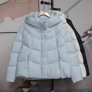 面包服磁吸扣外套百搭1088 新款 时尚 减龄连帽鸭绒羽绒服女2025冬季