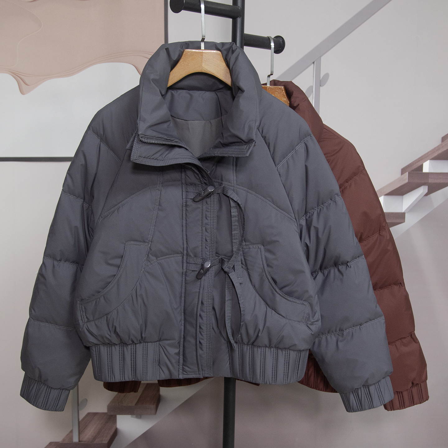 时尚立领短款白鸭绒羽绒服