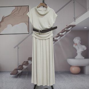 显瘦时髦套装 时尚 新款 T恤大摆裙两件套女2026夏季 60196 堆堆领短袖