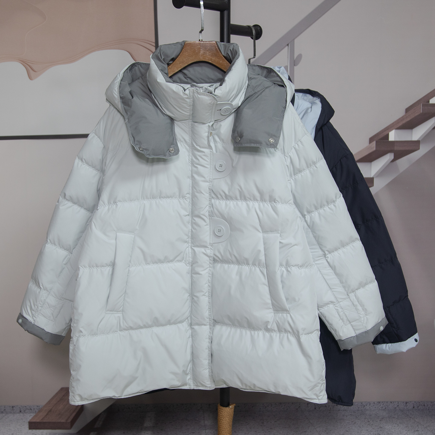 时尚韩版连帽鸭绒羽绒服