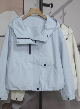 时尚减龄宽松连帽外套女2026春秋季新款百搭休闲夹克上衣潮62070