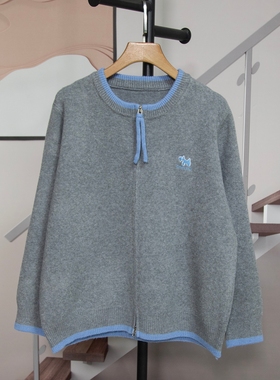 休闲小狗刺绣拉链开衫圆领针织衫女2026春季新款百搭毛衣上衣6227