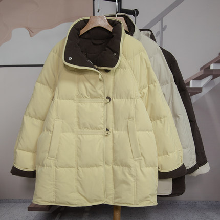 复古风韩版宽松立领女中长款棉服女2025冬季新款显瘦百搭外套6066