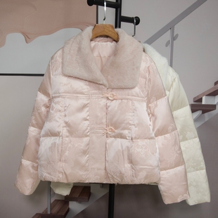 时尚新中式仿水貂毛领白鸭绒羽绒服女2025冬季新款国风外套仙Y021