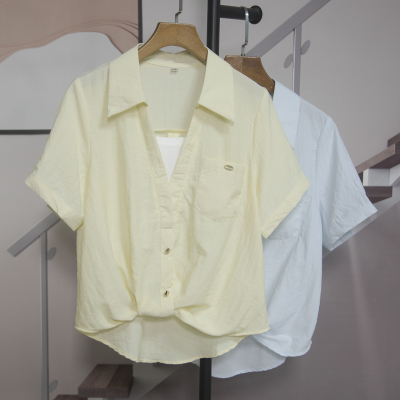 2026夏季假两件显瘦短袖女衬衫