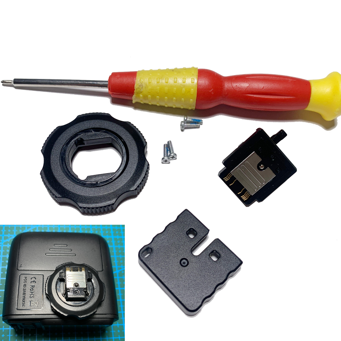 适用神牛X1S TT350 V350索尼版闪光灯引闪器塑胶热靴底座维修组件