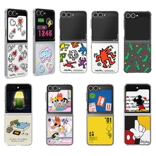 原装三星Z FLIP6纤薄壳JOGUMAN恐龙图案保护壳NFC交互卡片ZFLIP5智能主题保护壳硬壳涂鸦壳飞天小女警