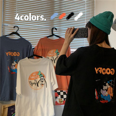 Real video Mickey goufei letter print bottoming T-shirt women's round neck and all kinds of age reducing T-shirt