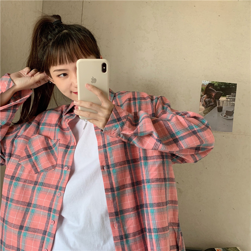 Live video 65% cotton 35% polyester matte Korean version versatile loose retro Hong Kong Style Long Sleeve Jacket