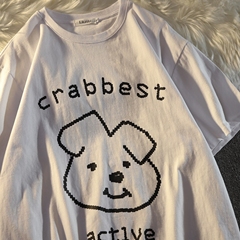 Figure fabric graffiti smile face top female summer loose strange short sleeve T-shirt ordinary half sleeve