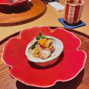 花瓣形圆形刺身盘日料复古沙拉碗 创意料理餐具釉下彩陶瓷菜盘日式